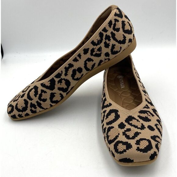 VIVAIA Womens Margot 2.0 Square Toe Flat Shoes Leopard Print Slip-On Size 8 - Picture 5 of 8